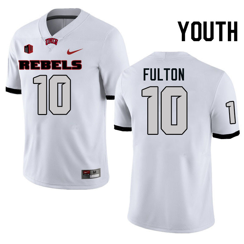 Youth #10 Tre Fulton UNLV Rebels College Football Jerseys Stitched-White